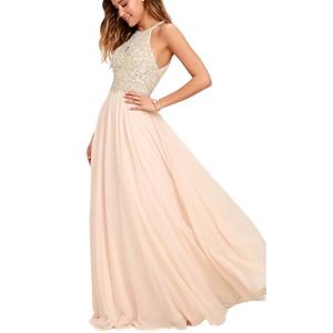 Amelia Couture Princess Champagne Beaded Maxi Formal Event Dress 4